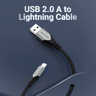 Кабель Vention USB 2.0 A to Lightning Cable 1M Gray Aluminum Alloy Type (LABHF) [802301]