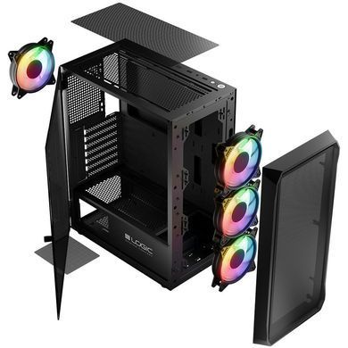 Корпус LogicConcept PORTOS MESH+GLASS ARGB fans 4x120mm BLACK без БЖ ATX (AT-PORTOS-10-0000000-0002) [404617]
