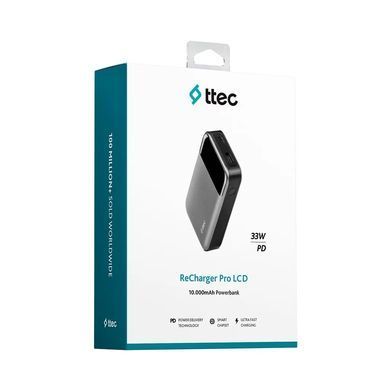 Універсальна мобільна батарея Ttec 10000mAh ReCharger Pro LCD PD 30W Space Gray (2BB214UG) [603445]