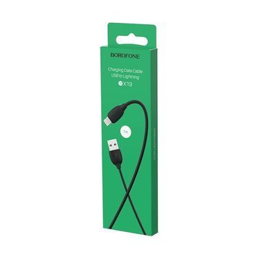 Кабель BOROFONE BX19 USB to iP 2.4A, 1m, PVC, TPE connectors, Black (6931474701756) [805232]