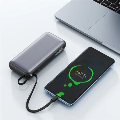 УМБ Acefast 20000mAh 130W PD,QC3.0 USB-A+USB-C In/Out,built-in cable M22 Gray (6974316283904) [403528]