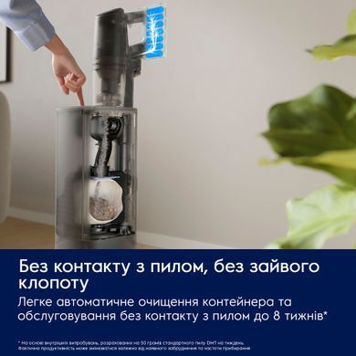 Пилосос Electrolux бездротовий, конт пил -0.4л, автон. робота до 90хв, вага-3.2кг, HEPA12, станція самоочищ., BRC, AutoMode, 5 насадок, білий (EP83HB25UV) [12471]