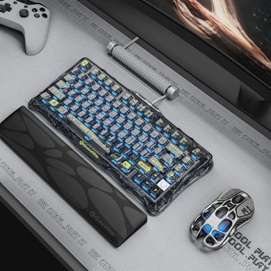 Клавіатура механічна GravaStar Mercury K1 Lite 80keys, GravaStar x BSUN Grey, BT/WL/USB, чорний (GSK1LITE_XTAL_BLK) [114348]