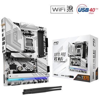 Материнська плата ASRock (AM5/X870, 4*DDR5, 2xPCIex16, HDMI/USB4, 4xSATA, 3xM.2, 2.5GLan, ATX) (X870 PRO RS WIFI) [403427]