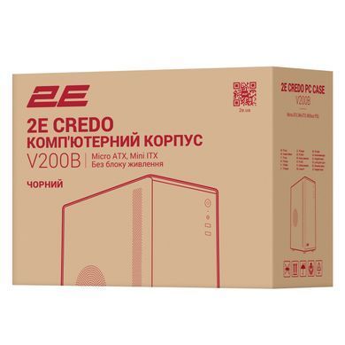 Корпус 2E Credo V200B без БЖ, 2xUSB3.0, 1x80мм, VGA 250мм, mATX, чорний (2E-V200B) [112405]