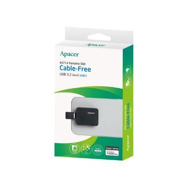 Портативний SSD Apacer AS714 512GB USB 3.2 Gen.2 Read/Write 1000MB/s Black (AP512GAS714B-1) [805729]
