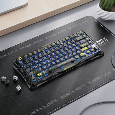 Клавіатура механічна GravaStar Mercury K1 Lite 80keys, GravaStar x BSUN Grey, BT/WL/USB, чорний (GSK1LITE_XTAL_BLK) [114348]