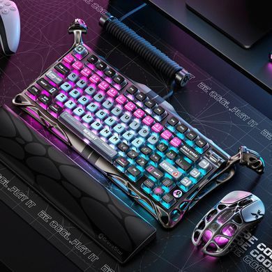 Клавіатура магнітна GravaStar Mercury V75 Pro 80keys, Magnetic Jade Gaming, 8K, USB-A, RGB, Cyberpunk (GSV75PRO_U_RM_EGRY) [114394]