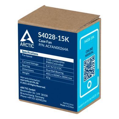 Корпусний вентилятор 40MM S4028-15K ARCTIC (ACFAN00264A) [501675]