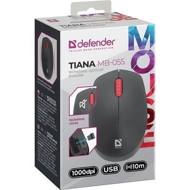 Мишка Defender Tiana MB-055, бездротова, 3кн., 1000 dpi, безшумна, чорна (52055) [401329]