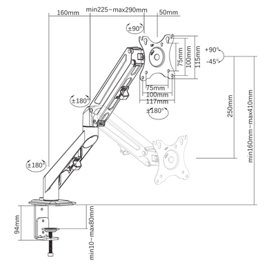 Кріплення для візуальних систем BRATECK (LDT25-C012) [304919]