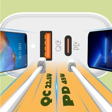 Мережевий зарядний пристрій ColorWay Power Delivery Port PPS USB (Type-C PD + USB QC3.0) (45W) White (CW-CHS042PD-WT) [618165]