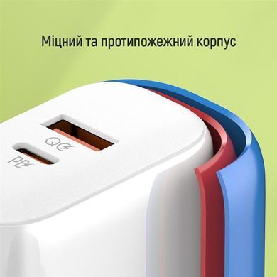 Мережевий зарядний пристрій ColorWay Power Delivery Port PPS USB (Type-C PD + USB QC3.0) (45W) White (CW-CHS042PD-WT) [618165]