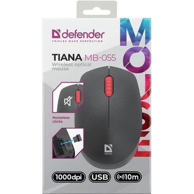 Мишка Defender Tiana MB-055, бездротова, 3кн., 1000 dpi, безшумна, чорна (52055) [401329]