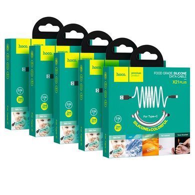 Кабель HOCO X21 Plus USB to Type-C 3A, 2m, silicone, silicone connectors, Black+White (6931474713889) [804343]