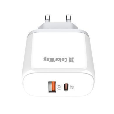 Мережевий зарядний пристрій ColorWay Power Delivery Port PPS USB (Type-C PD + USB QC3.0) (45W) White (CW-CHS042PD-WT) [618165]