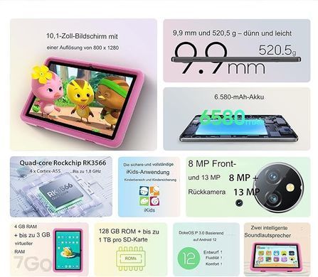 Планшет Blackview Tab 8 Kids 4/128GB Pudding Pink (6931548313038) [619138]