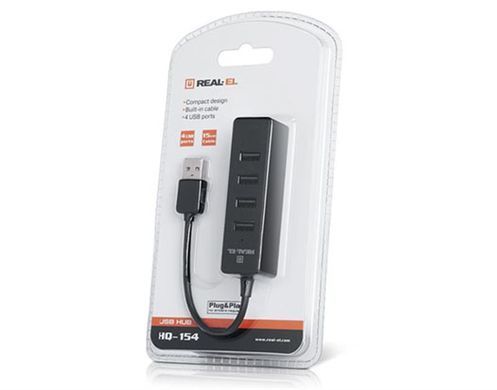 USB-хаб REAL-EL HQ-154 4 ports (EL123110007) [605113]