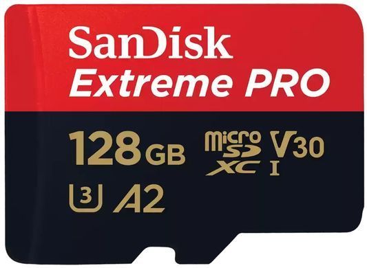 Карта пам'яті SanDisk microSD 128GB C10 UHS-I U3 R200/W90MB/s Extreme Pro V30 + SD (SDSQXCD-128G-GN6MA) [109474]