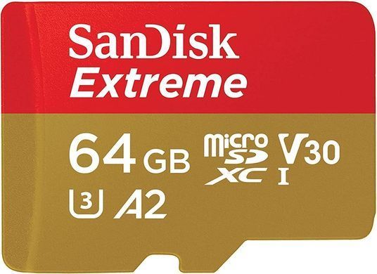 Карта пам'яті SanDisk microSD 64GB C10 UHS-I U3 R170/W80MB/s Extreme V30 + SD (SDSQXAH-064G-GN6MA) [108926]