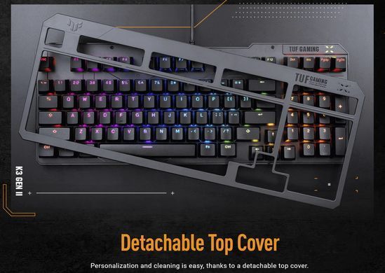 Клавіатура механічна ASUS TUF Gaming K3 Gen II, 97key, Optical-Mechanical RGB Switch, USB-A, EN/UK, чорний (90MP0390-BKMA00) [103612]