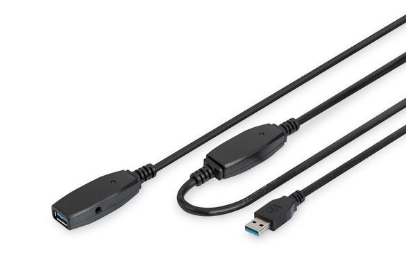 Подовжувач DIGITUS USB 3.0 Active Cable, A/M-A/F, 15м, чорний (DA-73106) [108531]