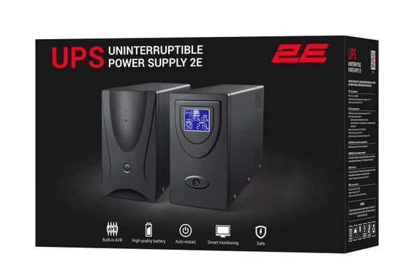 Джерело безперебійного живлення 2E DD2000, 2000VA/1200W, LCD, RJ45, USB, 2xSchuko (2E-DD2000) [102981]