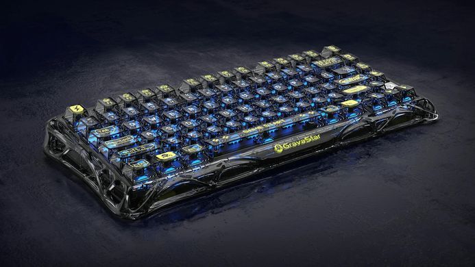 Клавіатура механічна GravaStar Mercury K1 Lite 80keys, GravaStar x BSUN Grey, BT/WL/USB, чорний (GSK1LITE_XTAL_BLK) [114348]
