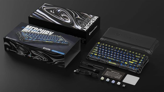Клавіатура механічна GravaStar Mercury K1 Lite 80keys, GravaStar x BSUN Grey, BT/WL/USB, чорний (GSK1LITE_XTAL_BLK) [114348]