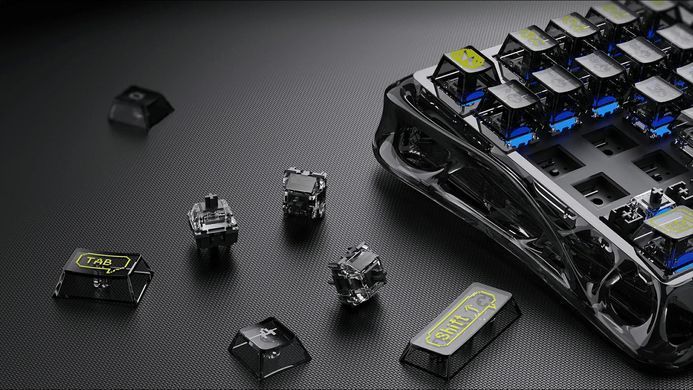 Клавіатура механічна GravaStar Mercury K1 Lite 80keys, GravaStar x BSUN Grey, BT/WL/USB, чорний (GSK1LITE_XTAL_BLK) [114348]