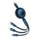 Кабель Baseus Bright Mirror 2 Series Retractable 3-in-1 Fast Charging Data Cable Type-C to M+L+C 100W 1.1m Blue (CAMJ010203) [802610], фото 4