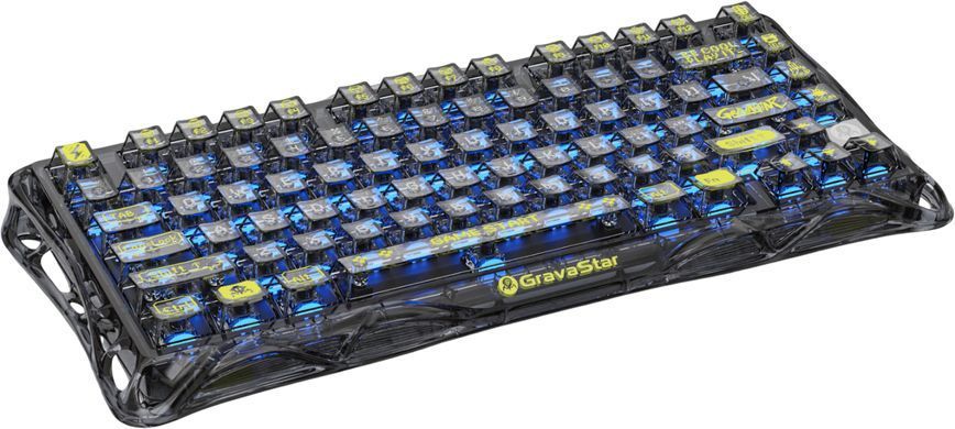 Клавіатура механічна GravaStar Mercury K1 Lite 80keys, GravaStar x BSUN Grey, BT/WL/USB, чорний (GSK1LITE_XTAL_BLK) [114348]