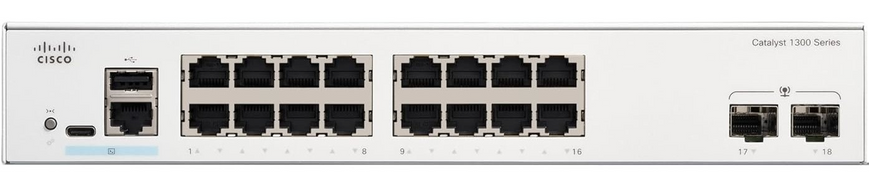 Комутатор Cisco Catalyst 1300 16xGE, 2x1G SFP (C1300-16T-2G) [105144]