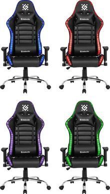 Крісло ігрове Defender Ultimate, 60мм, Клас 3, RGB ПУ, Black (64355) [401659]