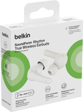 Навушники TWS Belkin Soundform Rhythm True Wireless, білий (AUC012BTWH) [108044]