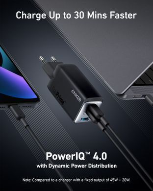 Мережевий зарядний пристрій Anker PowerPort 735 GaNPrime - 65W 2xPD & 1xPIQ PPS/DPDS (A2668311) [201876]