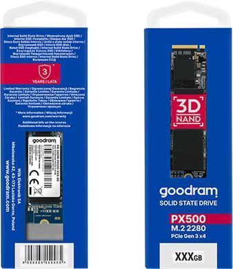 Накопичувач SSD 1TB Goodram PX500 M.2 2280 PCIe 3.0 x4 NVMe 3D TLC (SSDPR-PX500-01T-80-G3) [607949]