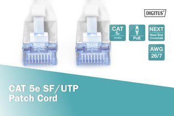 Патч-корд CAT 5e SF-UTP, Cu, PVC AWG 26/7, довжина 1 м, колір сірий DIGITUS by ASSMANN (DK-1531-010) [501782]