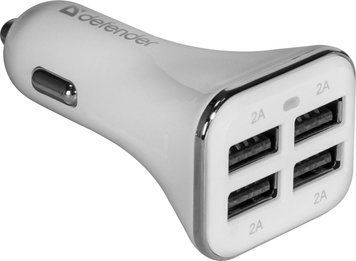 Автозарядка 4xUSB 40W (4xUSB-A) 8A UCA-05 біла Defender (83567) [402083]