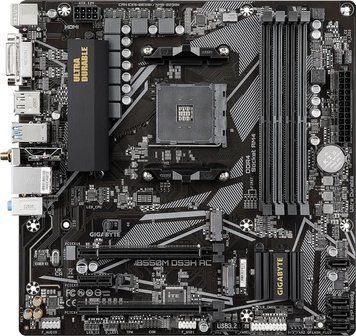 Материнська плата GIGABYTE B550M DS3H AC sAM4 B550 4xDDR4 M.2 Wi-Fi BT HDMI D-Sub mATX (B550M_DS3H_AC) [109210]
