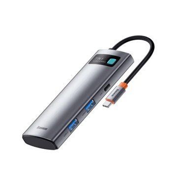 USB-хаб Baseus Metal Gleam Series 7-Port HUB Space Grey （Type-C to HDMI4K@60Hz*1+USB3.0*3+PD*1+SD/TF*1) (B00030708811-00) [802750]