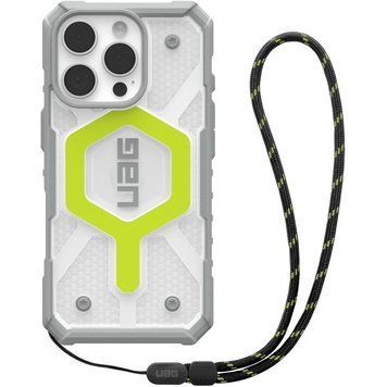 Чохол-накладка+ремінець Urban Armor Gear Pathfinder Clear Magsafe для Apple iPhone 16 Pro Active Neon Lanyard (1144641BV01) [616750]