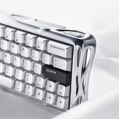 Клавіатура магнітна GravaStar Mercury V60 Pro 60keys, GravaStar Blackcore, USB-A, 8k, RGB, Chrome Silver (GSV60PRO_XTAL_SLV) [114351]