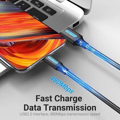 Кабель USB 2.0 AM-Type-C M, 0.5 м, 100W PVC чорний Vention (CORBD) [402426]