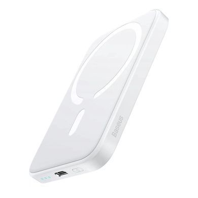 Зовнішній акумулятор Baseus Magnetic Mini Air Wireless Fast Charge Power Bank 6000mAh 20W Stellar White（With Simple Series Charging Cable Type-C to (P10059002223-00) [805545]