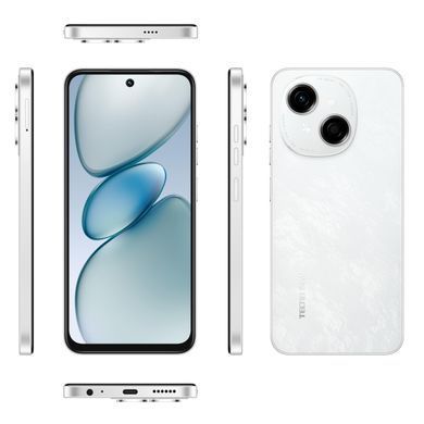 Смартфон TECNO Spark Go 1 (KL4) 6.67" 4/64ГБ, 2SIM, 5000мА&bull;год, Glittery White (4894947036453) [11261]
