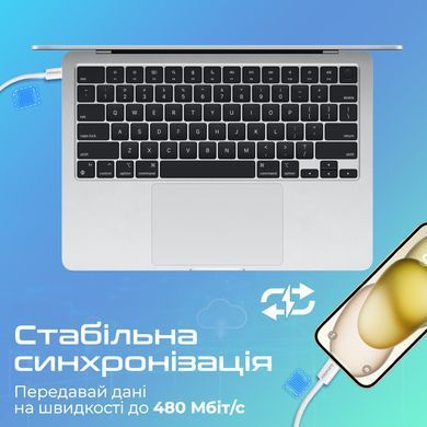 Кабель Promate EcoLine-Ci120 USB Type-C - Lightning (M/M), 3 A, 27 W, 1.2 м, White (ecoline-ci120.white) [604296]
