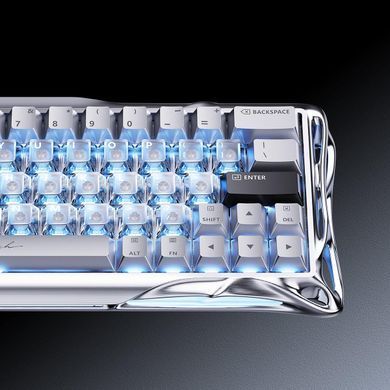 Клавіатура магнітна GravaStar Mercury V60 Pro 60keys, GravaStar Blackcore, USB-A, 8k, RGB, Chrome Silver (GSV60PRO_XTAL_SLV) [114351]