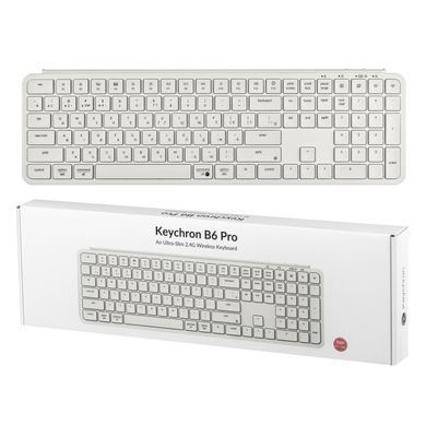 Клавіатура мембрана Keychron B6 Pro, USB/WL/BT, ivory white (B6P-K8-UA) [103664]