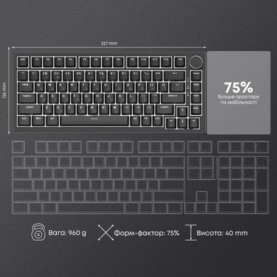 Клавіатура Ajazz AK820 Red Switch Black USB-C (AK820-R-B) [619473]